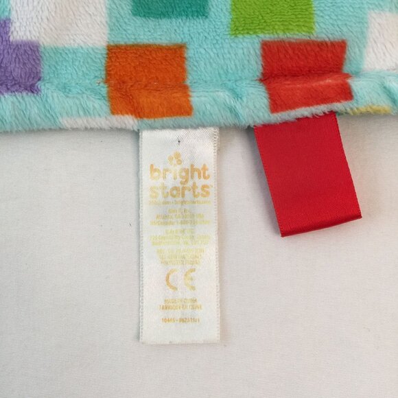 Bright Starts Taggies Teal Squares Lovey 12" Teether Baby Security Blanket - Picture 6 of 7
